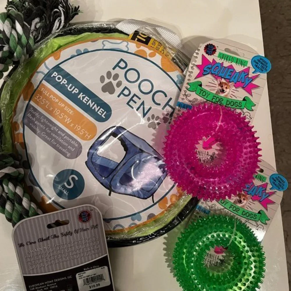 Pooch Pen (Kennel‎ that Pops Up), 2 Squeaky Dog Toys & Rope Toy HOST PICK!!